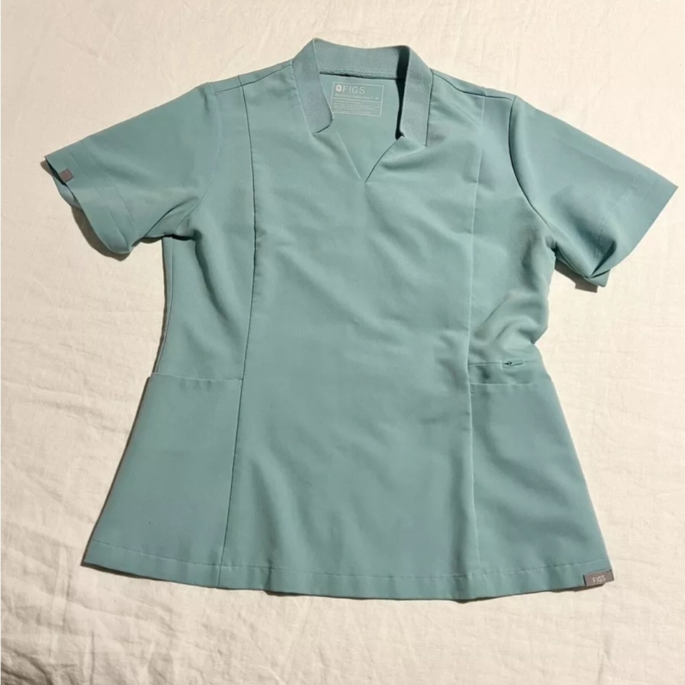 Figs Technical Collection Short Sleeve Scrub Top Green Medium